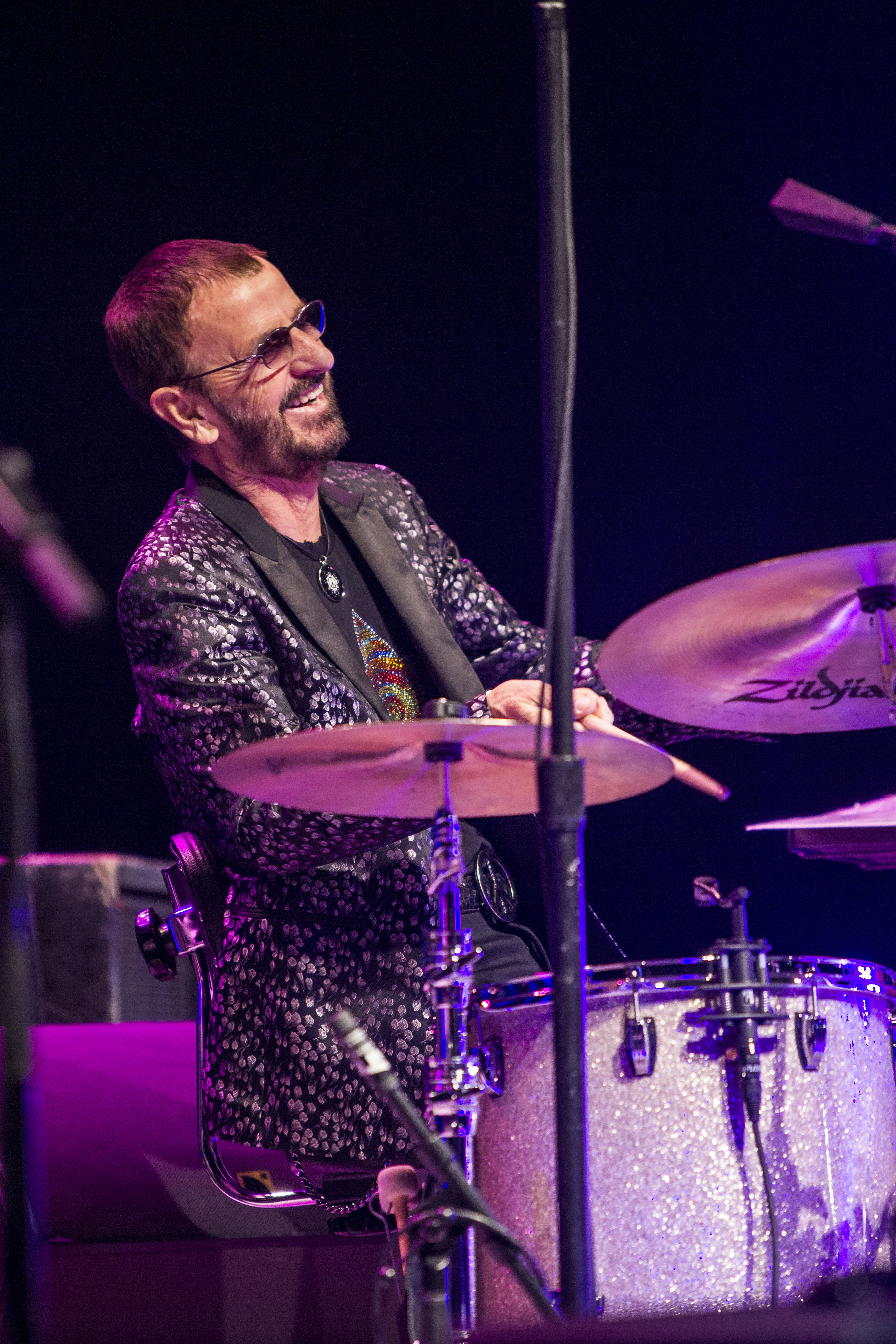 Ringo swinging on the kit/Photo by Scott Ritchie