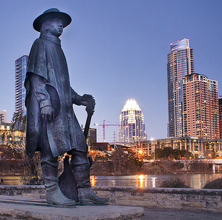 Stevie Ray Vaughan statue in Austin, TX at Auditorium Shores, where SRV played a number of shows/photo by Katie Haugland via Flickr