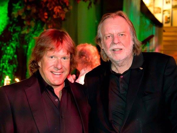 Two geniuses of the keyboard: Keith Emerson and Rick Wakeman (photo from Wakeman's Facebook page via Steve Brant)