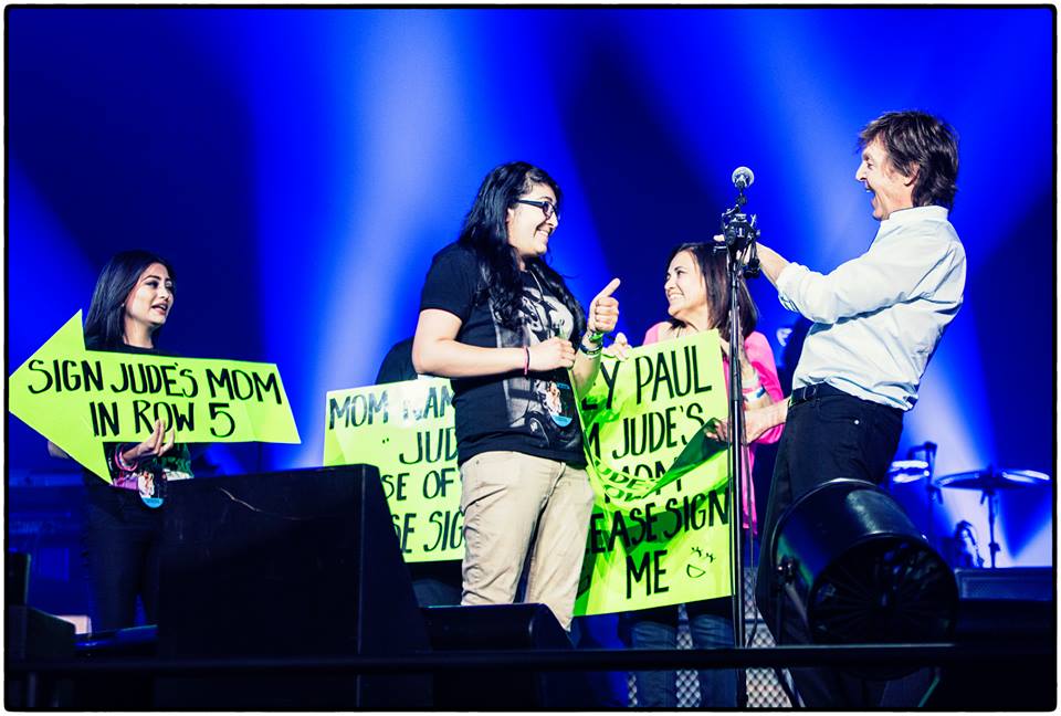 Paul McCartney on opening night of his "One on One" tour in Fresno, CA (via his Facebook page)