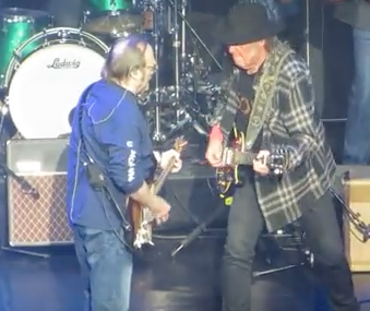 Stephen Stills and Neil Young during "For What It's Worth," May 21, 2016 Hollywood Pantages Theatre