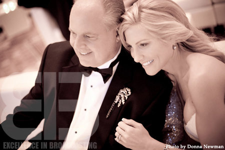 "Can you feel the love tonight?" Rush Limbaugh at Kathryn Rogers at their 2010 wedding via his Facebook page